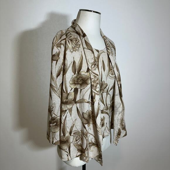 Alfred Dunner Floral Cardigan‎ Sweater & Tank Blouse Womens Size Petite Small PS - Picture 2 of 8